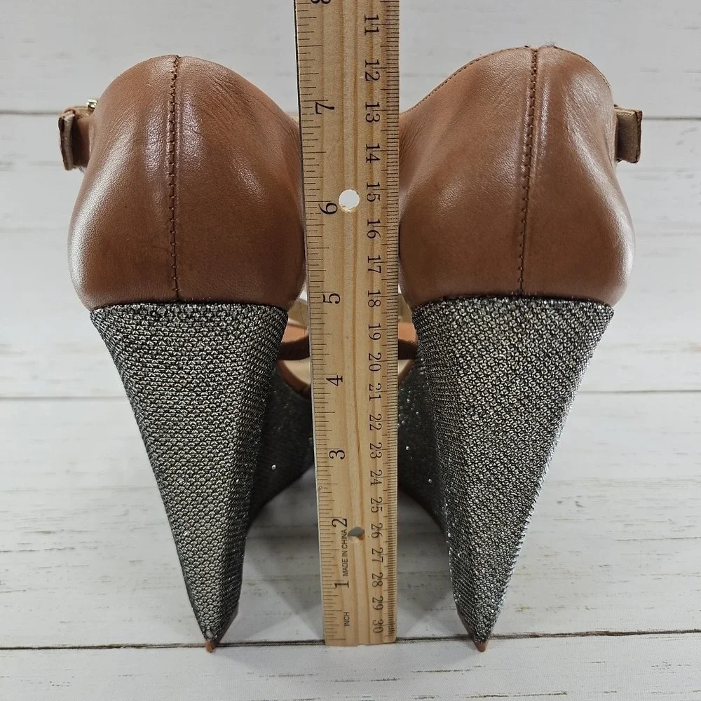 Michael Kors Faye Wedge Size‎ 10 Tan Gold Sparkle Leather Platform Sandals